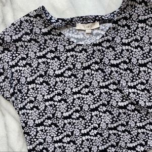 Loft mixed media floral short sleeve tee